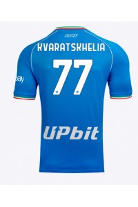 SSC Napoli Khvicha Kvaratskhelia #77 Jalkapallovaatteet Kotipaita 2023-24 Lyhythihainen